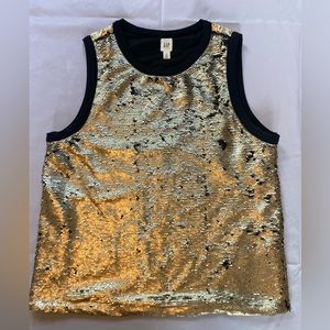 GAP Womens Tall Medium Gold Sequined Tank Top